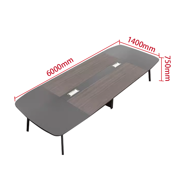 会議テーブル ミーティングテーブル テーブル 配線ボックス 炭素鋼フレーム シンプル ウォールナット カスタマイズ可能 HYZ-N015