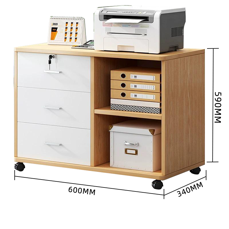 サイドワゴン キャビネット オフィスワゴン 引き出し 大容量収納 鍵付き キャスター ナチュラル カスタマイズ可能 BGCWG-N017
