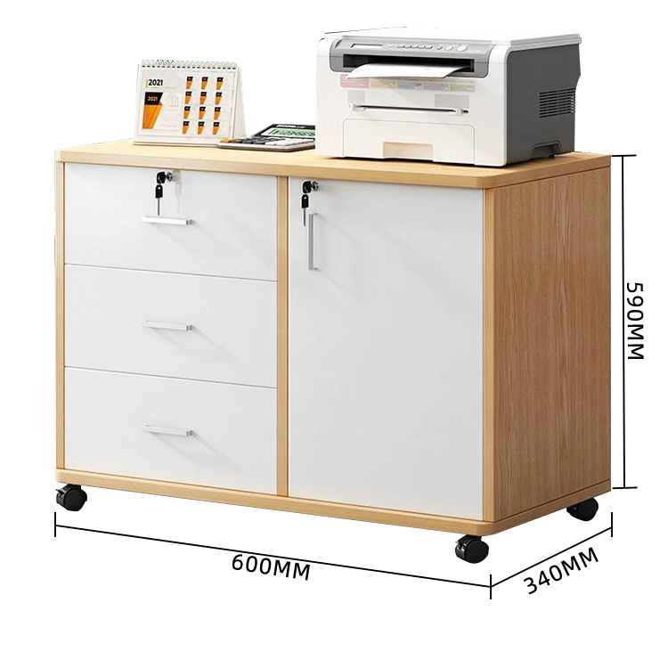 サイドワゴン キャビネット オフィスワゴン 引き出し 大容量収納 鍵付き キャスター ナチュラル カスタマイズ可能 BGCWG-N017