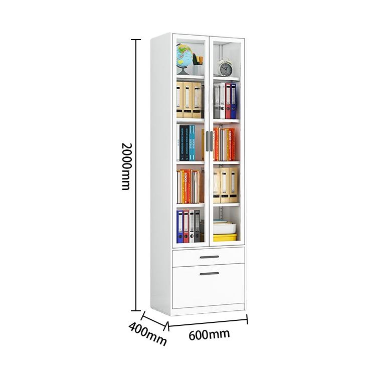多目的な収納 壁面収納 ファイル収納 書類棚 オフィスキャビネット 大容量収納 引き出し ガラス扉 冷間加工鋼 ホワイト BGCWG-N065