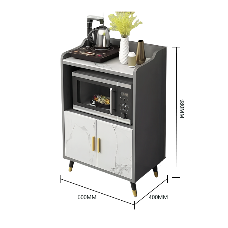 収納キャビネット 壁面収納 キャビネット 台所用 リビング用 収納 二重天板 焼結石 エコボード 角丸加工 配線孔 金属脚 転び止め 大容量 実用 おしゃれ スタイリッシュ ホワイトマーブル模様 JYCWG-N009