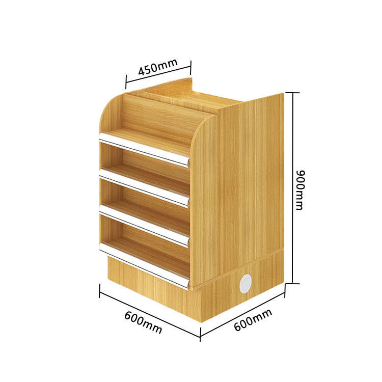 陳列棚付きカウンター レジカウンター L字型カウンター 店舗用 コンビニ 分類収納 ナチュラル カスタマイズ可能 JDQT-N042