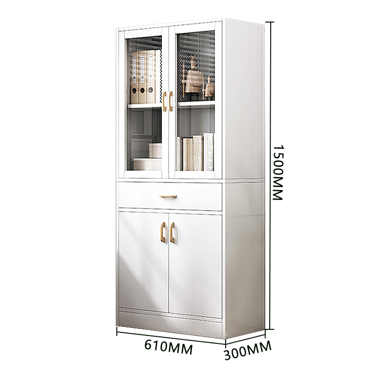 木製キャビネット 収納キャビネット ガラス扉 引き出し収納 大容量収納 多段 鍵付き ナチュラル カスタマイズ可能 BGCWG-N023