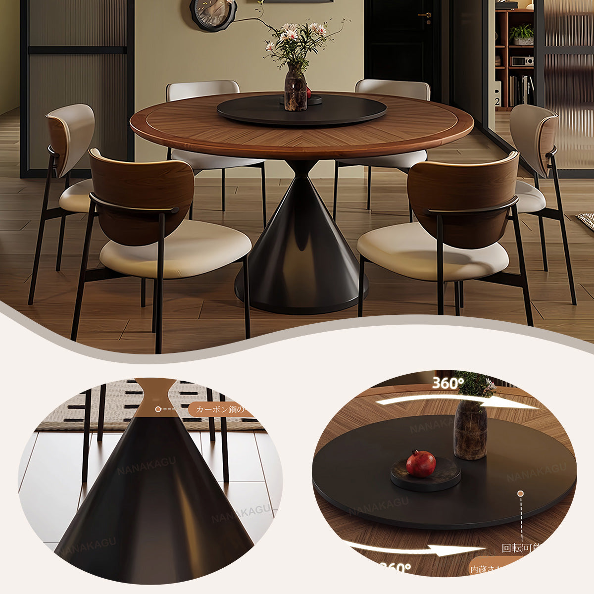 ダイニングテーブル 円卓 食卓 テーブル 木製 食事用 コンパクト キッチン お手入れ簡単 おしゃれ グレー カスタマイズ可能 CZ-N009