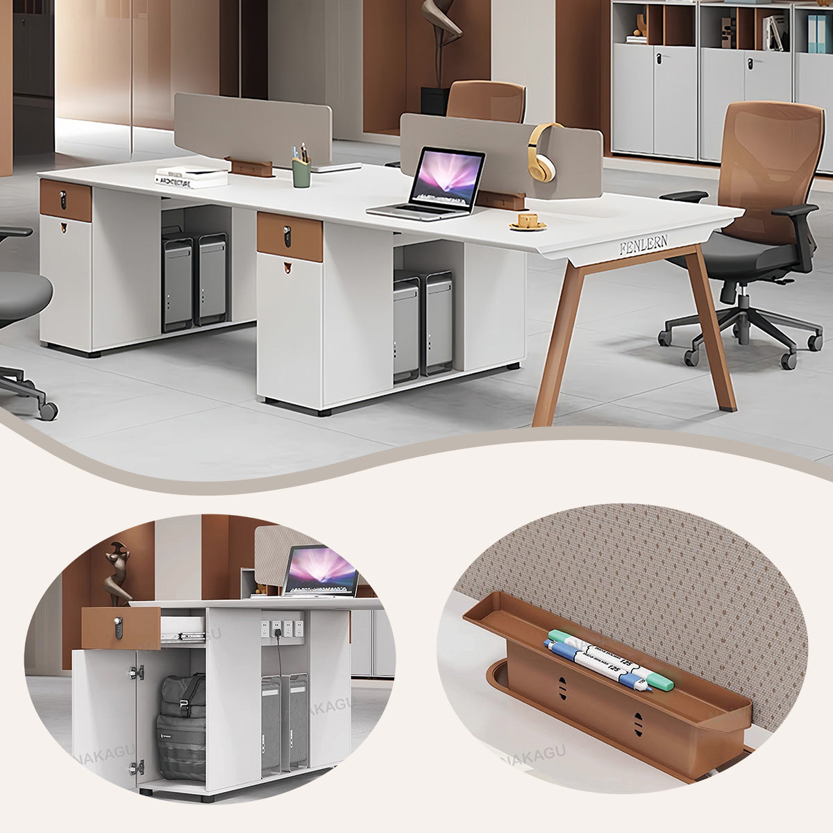 オフィスデスク 片袖デスク 作業机 ダイヤル錠 PC収納 大容量収納 多目的 機能性 シンプル ホワイト カスタマイズ可能 YGZ-N044