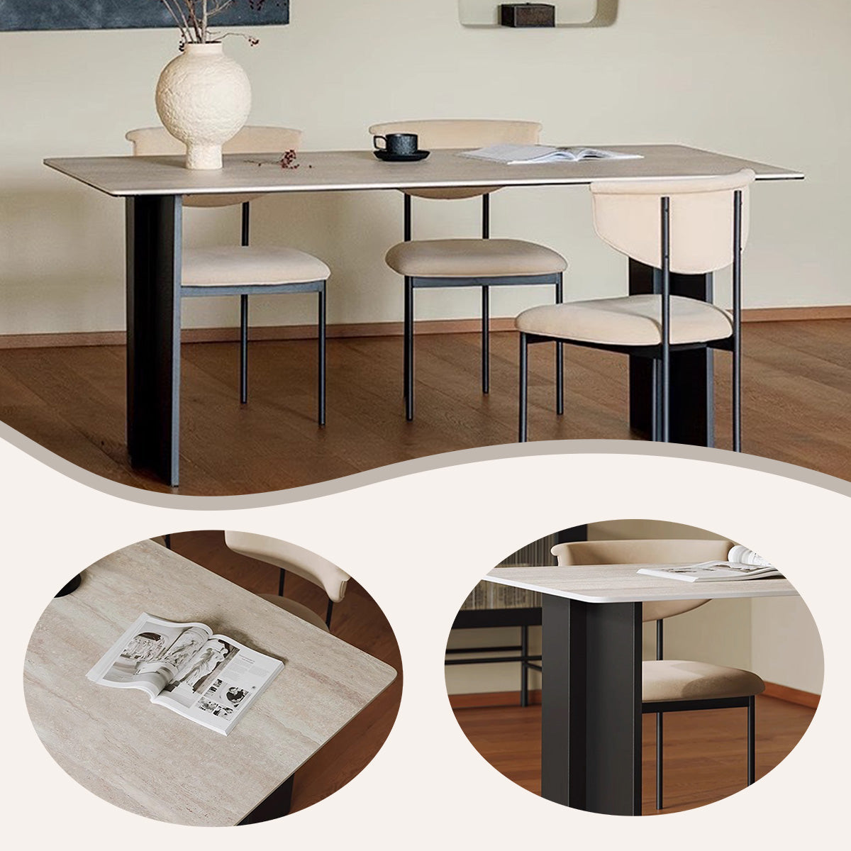 ダイニングテーブル 長方形 食卓 リビングテーブル テーブル セラミック天板 シンプル おしゃれ ホワイトマーブル模様 CZ-N028