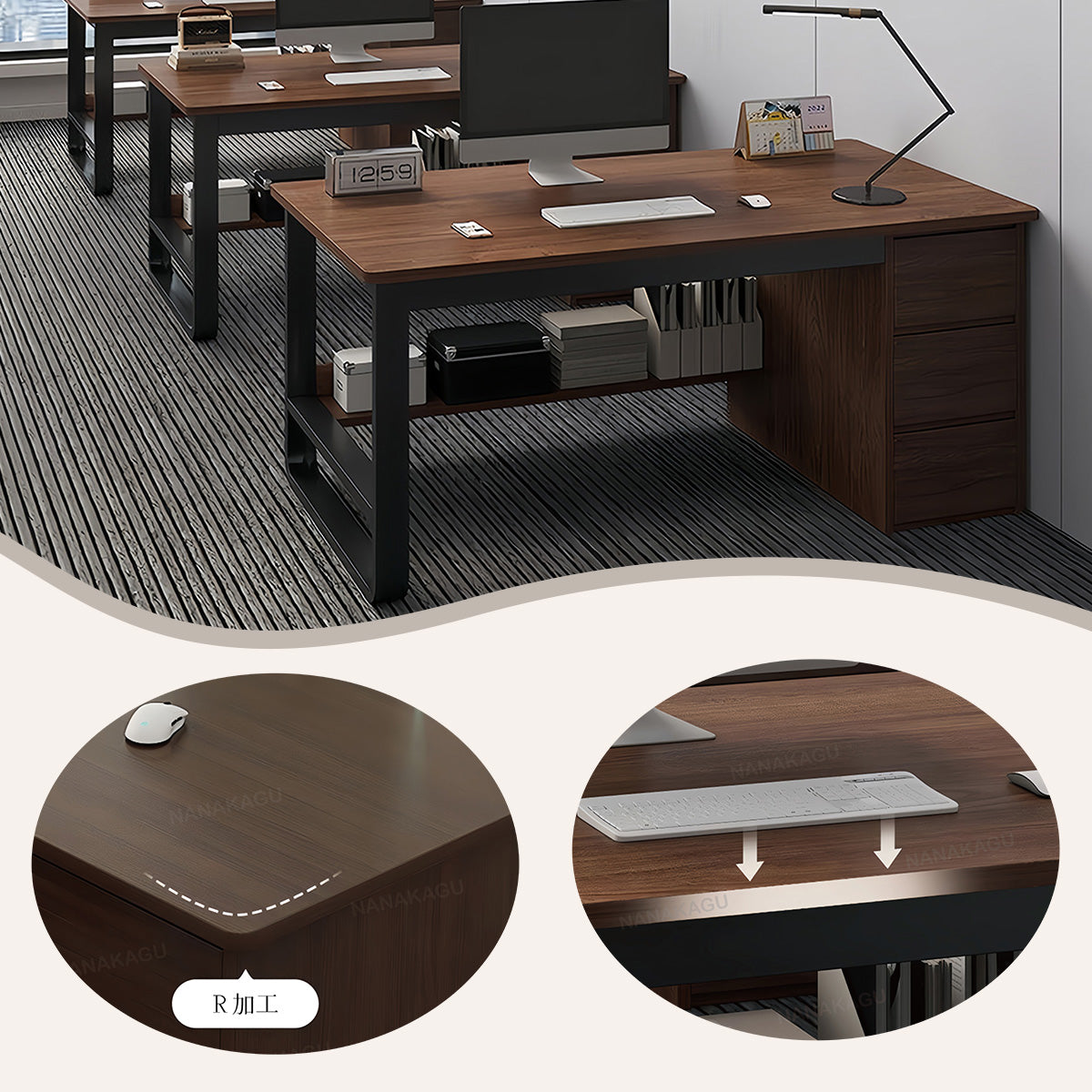 片袖机 パソコンデスク デスク 学習デスク 作業デスク 室内 作業用 仕事用 収納 下肢空間 簡素 シンプル グレー XXZ-N004