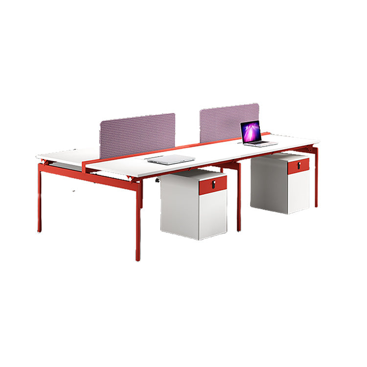 オフィスデスク 作業デスク 社員用デスク パソコンデスク 仕事用 作業用 事務用 丈夫なフレーム 仕切りパネル付き アジャスター付き 厚手の天板 広々とした天板 お手入れ簡単 耐荷重性 耐食性 シンプル モダン カスタマイズ可能 ホワイト YGZ-YDD-N001