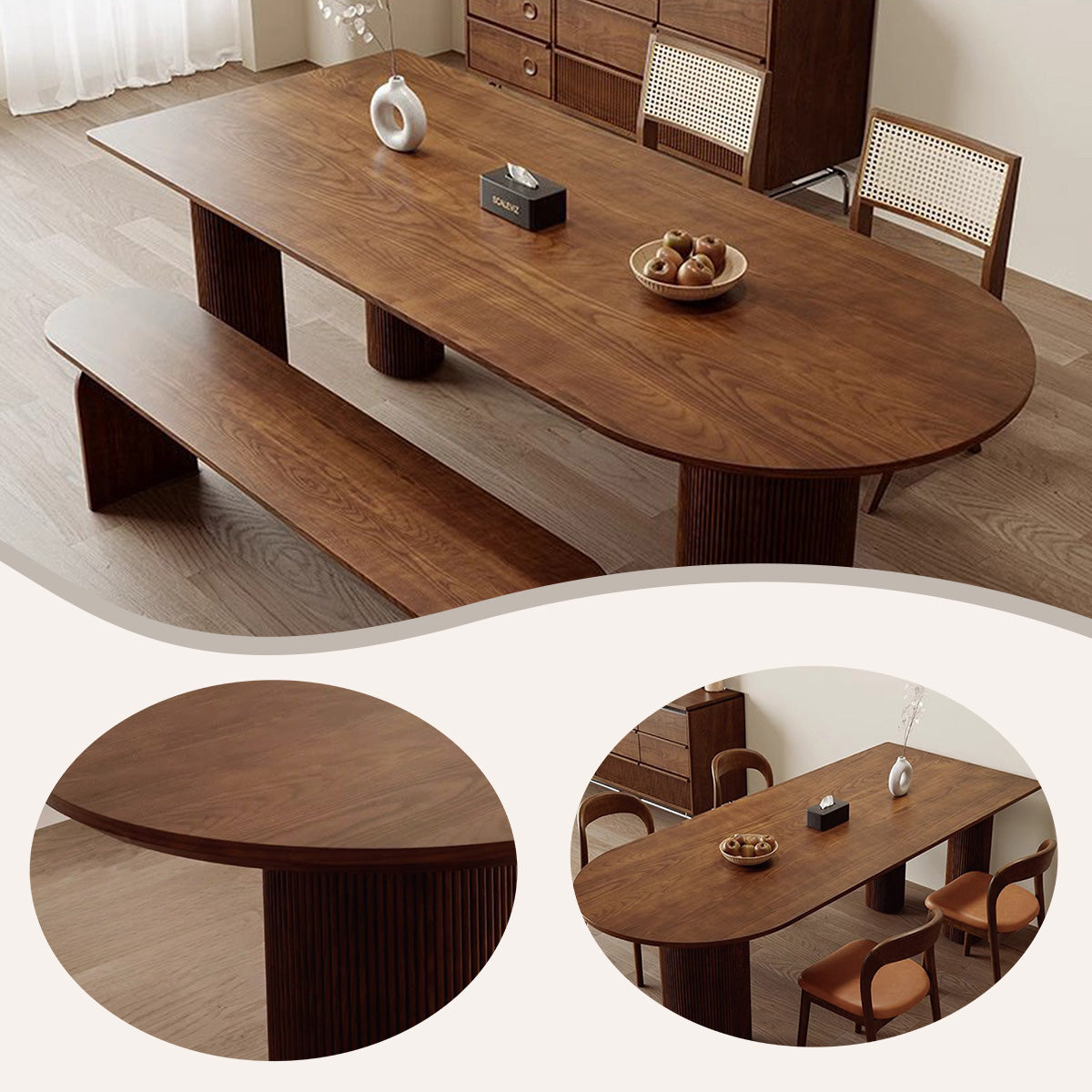 ダイニングテーブル 半円型テーブル 食卓 リビングテーブル テーブル 耐久性 シンプル 洗練 ウォールナット カスタマイズ可能 CZ-N033