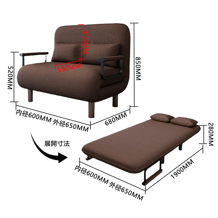 ソファベッド カウチソファ リビング 寝室用 在宅用 省スペース 折り畳み式 取り外し可能 シンプル カスタマイズ可能 JYSF-N001