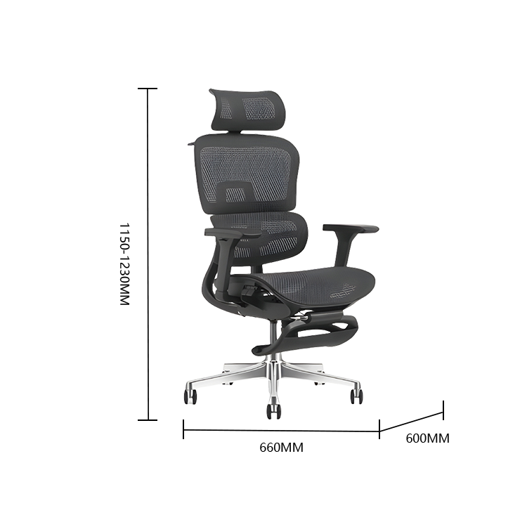 回転チェア おしゃれなチェア オフィスチェア パソコンチェア ワークチェア 事務用 役員用 オフィス用 4Dアームレスト ロッキング機能 フットレスト付き 通気性 機能性 高品質 ブラック カスタマイズ可能 BGY-SY-N003