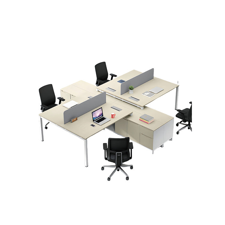 オフィスデスク 収納付きデスク 大型デスク パソコンデスク 仕事用 作業用 事務用 丈夫な脚 仕切りパネル 配線ボックス 広い天板 エッジ加工 耐荷重 洗練 おしゃれ ナチュラル カスタマイズ可能 YGZ-BCT-N003