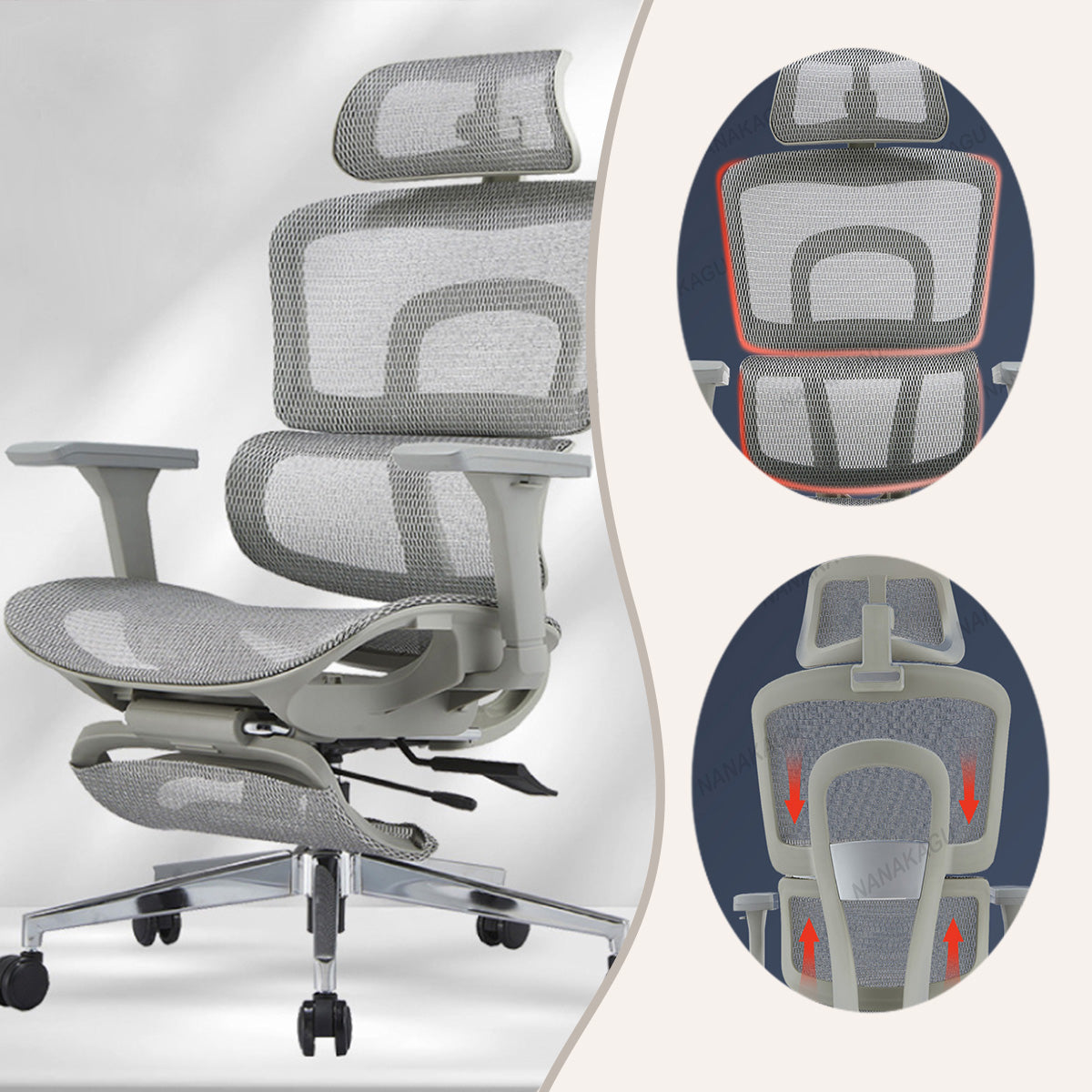 パソコンチェア キャスター ランバーサポート メッシュ 回転可能 人間工学 シンプル ブラック グレー カスタマイズ可能 LBY-N006