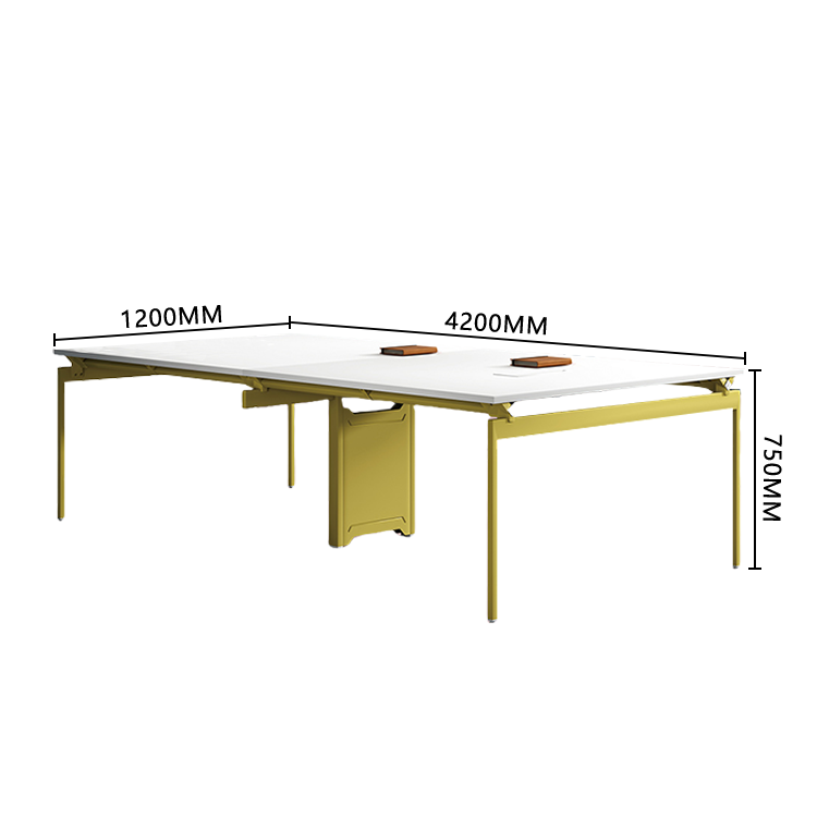 会議テーブル 事務机 ミーティングテーブル ワークテーブル 商談テーブル 会議室用 事務用 商談用 丈夫な脚部 広々とした天板 エコ素材 アジャスター付き エッジ加工 高品質 洗練 シンプル イエロー カスタマイズ可能 HYZ-YDD-N001