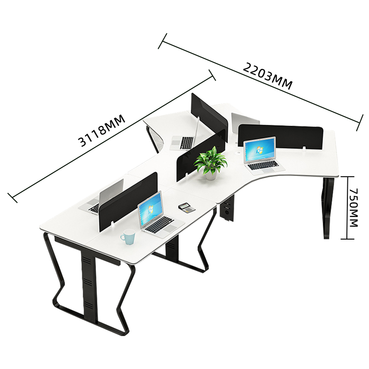 オフィスデスク ワークデスク 変形デスク 自由組み合わせ スチールフレーム 焼付塗装 シンプル ホワイト カスタマイズ可能 YGZ-N031