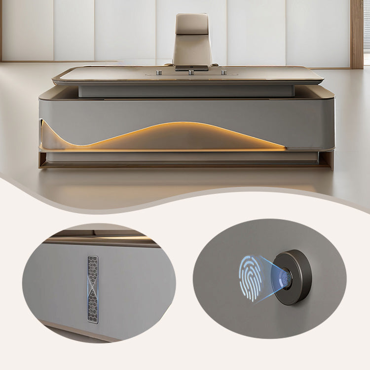 オフィスデスク エグゼクティブデスク 社長机 事務用 排気口 指紋認証式キー LEDライト エレガント カスタマイズ可能  LBZ-N016