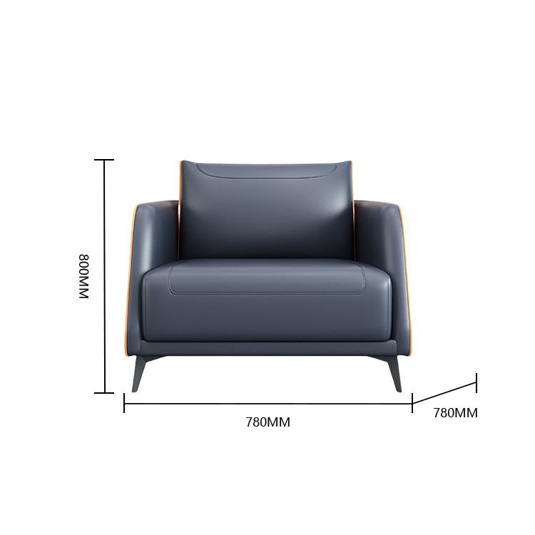 応接ソファ 受付ソファ 2人掛け パイン材フレーム レザーソファ 人間工学 通気性 ダークブルー カスタマイズ可能 JDSF-N031