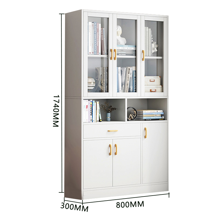 木製キャビネット 収納キャビネット ガラス扉 引き出し収納 大容量収納 多段 鍵付き ナチュラル カスタマイズ可能 BGCWG-N023