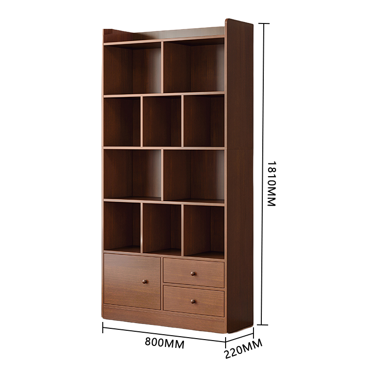 本棚 収納ラック 書斎 大容量収納 引き出し 多段 落ち着き シンプル ダークウォールナット カスタマイズ可能 BGCWG-N047