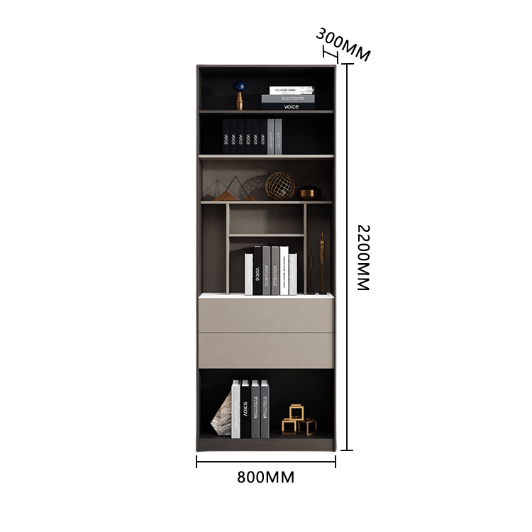 本棚 収納ラック 書斎 転倒防止機構 プッシュ式引き出し オープン収納 巾木デザイン 落ち着き シンプル グレー BGCWG-N048