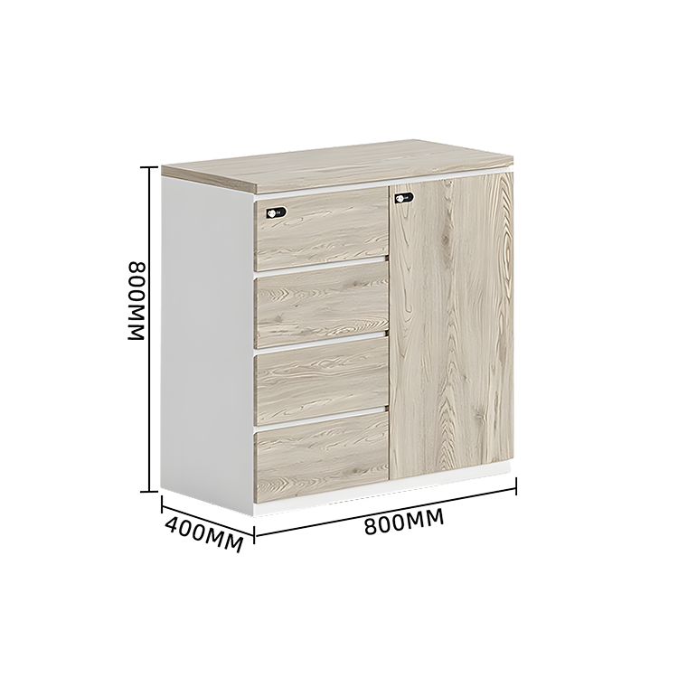 木製キャビネット 収納キャビネット 扉付き収納 ダイヤル錠 可動棚板 大容量収納 シンプル オーク カスタマイズ可能 BGCWG-N018