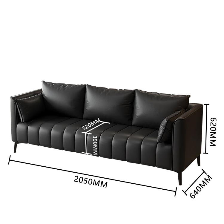 レザーソファー 応接ソファ 応接セット 受付ソファー 3人掛け 無垢材フレーム 柔軟性 シンプル ダークグレー JDSF-N001