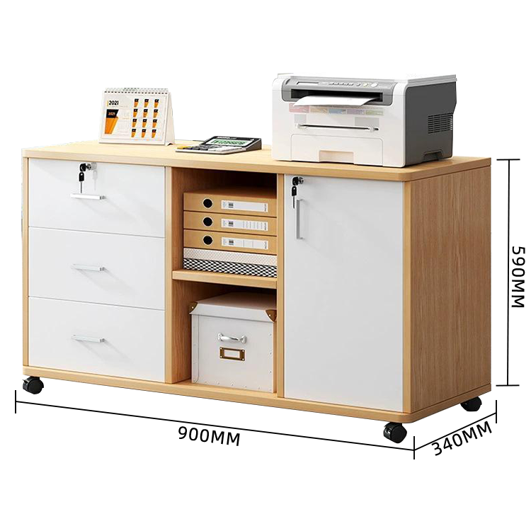 サイドワゴン キャビネット オフィスワゴン 引き出し 大容量収納 鍵付き キャスター ナチュラル カスタマイズ可能 BGCWG-N017