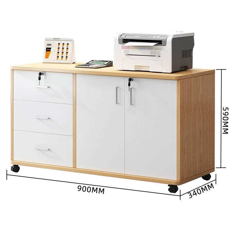 サイドワゴン キャビネット オフィスワゴン 引き出し 大容量収納 鍵付き キャスター ナチュラル カスタマイズ可能 BGCWG-N017