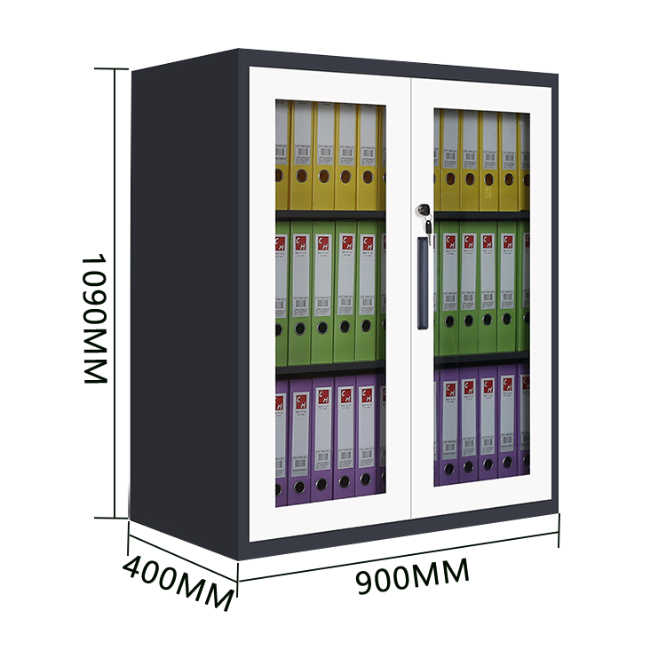 キャビネット スチールキャビネット 分類収納 大容量収納 鍵付き 引き戸 可動棚板 ガラス ホワイト カスタマイズ可能 BGCWG-N026