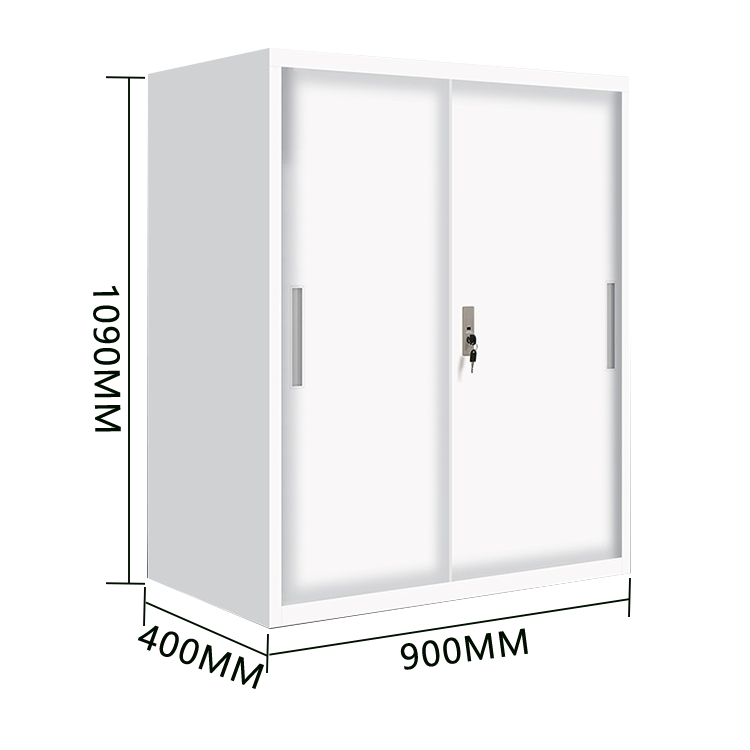 キャビネット スチールキャビネット 分類収納 大容量収納 鍵付き 引き戸 可動棚板 ガラス ホワイト カスタマイズ可能 BGCWG-N026