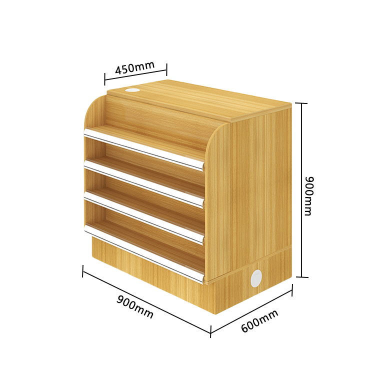 陳列棚付きカウンター レジカウンター L字型カウンター 店舗用 コンビニ 分類収納 ナチュラル カスタマイズ可能 JDQT-N042