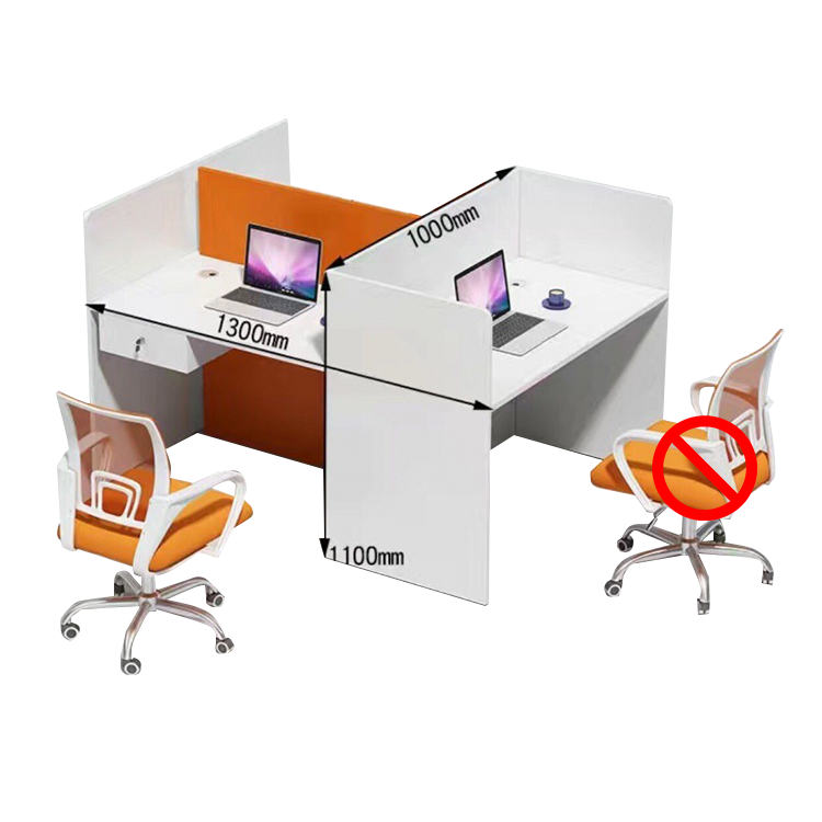 オフィスデスク 事務机 ワークデスク 役員用 仕切りパネル 配線穴 厚手 シンプル モダン オレンジ カスタマイズ可能 YGZ-N022