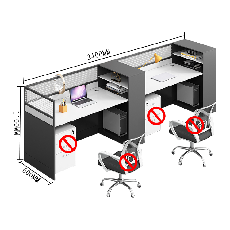 オフィスデスク デスク 事務机 パーテーション 大容量収納 配線穴付き 多人数 快適 ホワイト カスタマイズ可能 YGZ-N004