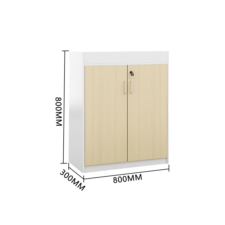 オフィスキャビネット 収納キャビネット 会社用 木目調 扉付き収納 鍵付き シンプル ホワイトオーク カスタマイズ可能 BGCWG-N020