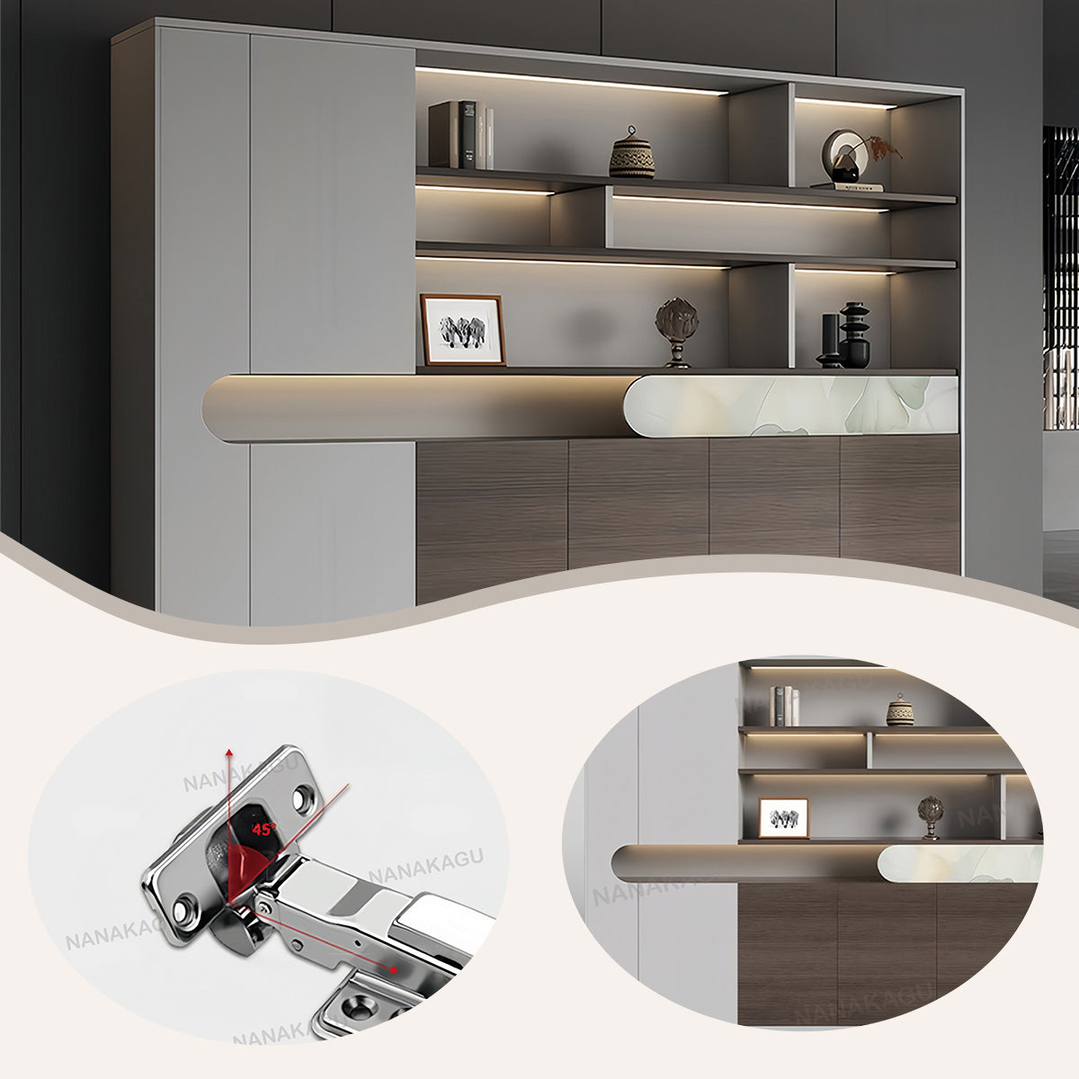 収納キャビネット オフィスキャビネット 社長室 引き戸付き 大容量収納 高級感 上質 洗練 ブラウン カスタマイズ可能 BGCWG-N038