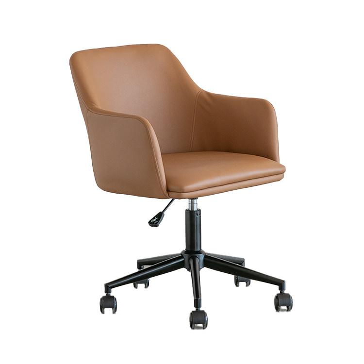 事務椅 デスクチェア オフィスチェア 人間工学 ソフトレザー キャスター スチール脚 昇降 オレンジ カスタマイズ可能 BGY-N002