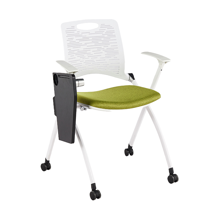 折りたたみチェア 会議椅子 研修会 会議用 スチールフレーム キャスター メモ台 省スペース オレンジ カスタマイズ可能 BGY-N006