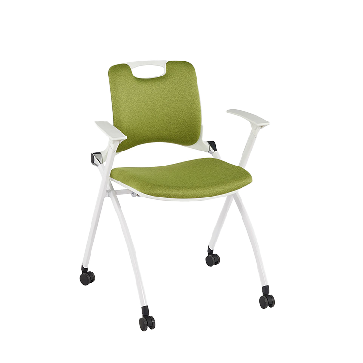 折りたたみチェア 会議椅子 研修会 会議用 スチールフレーム キャスター メモ台 省スペース オレンジ カスタマイズ可能 BGY-N006