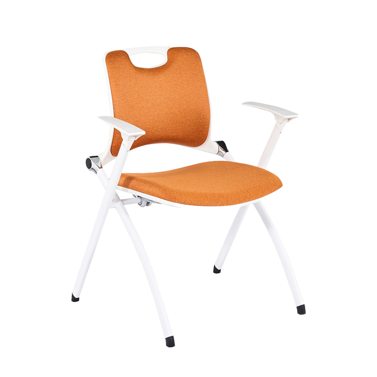 折りたたみチェア 会議椅子 研修会 会議用 スチールフレーム キャスター メモ台 省スペース オレンジ カスタマイズ可能 BGY-N006