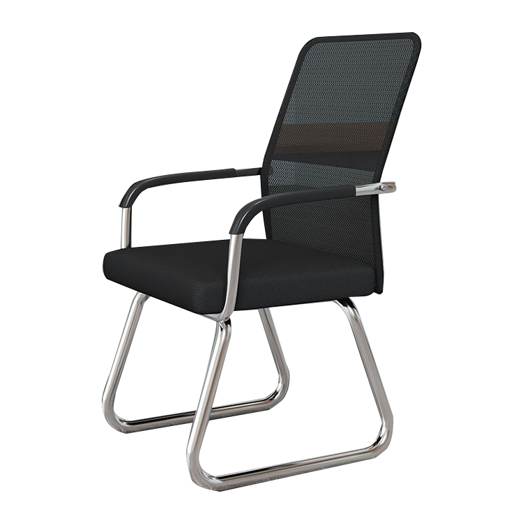 デスクチェア 事務椅子 オフィスチェア 会議用 人間工学 メッシュ生地 ループ脚 錆びにくい シンプル モダン ブラック BGY-N025