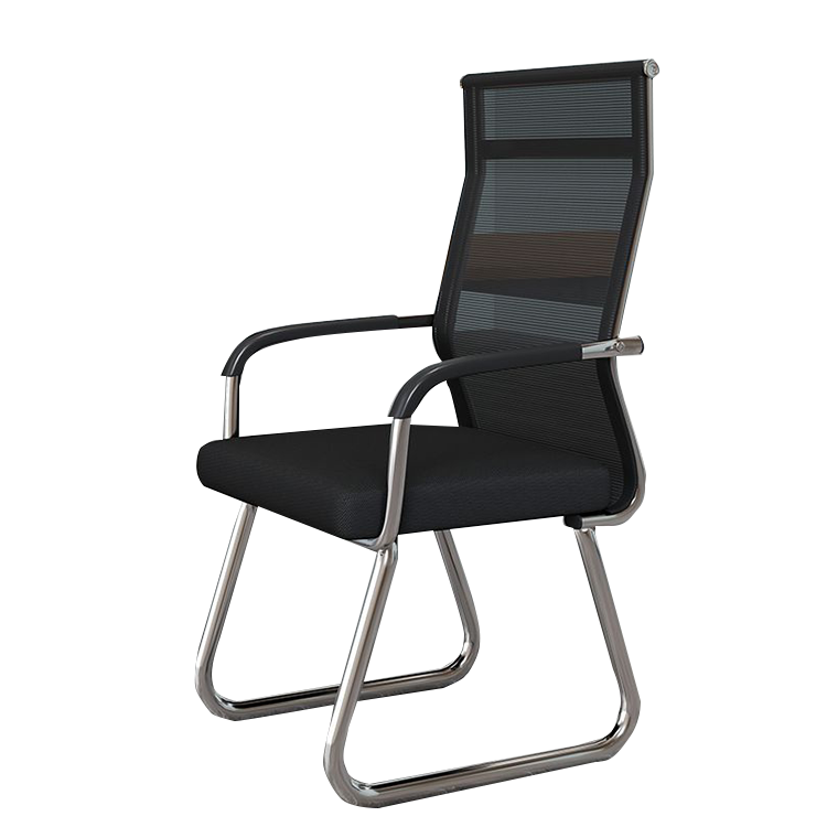 デスクチェア 事務椅子 オフィスチェア 会議用 人間工学 メッシュ生地 ループ脚 錆びにくい シンプル モダン ブラック BGY-N025