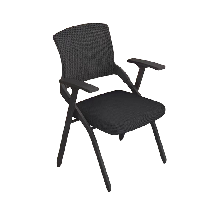 オフィスチェア 会議椅子 研修会 メモ台 折りたたみ スチールフレーム メッシュ生地 ブラック ブルー カスタマイズ可能 BGY-N042