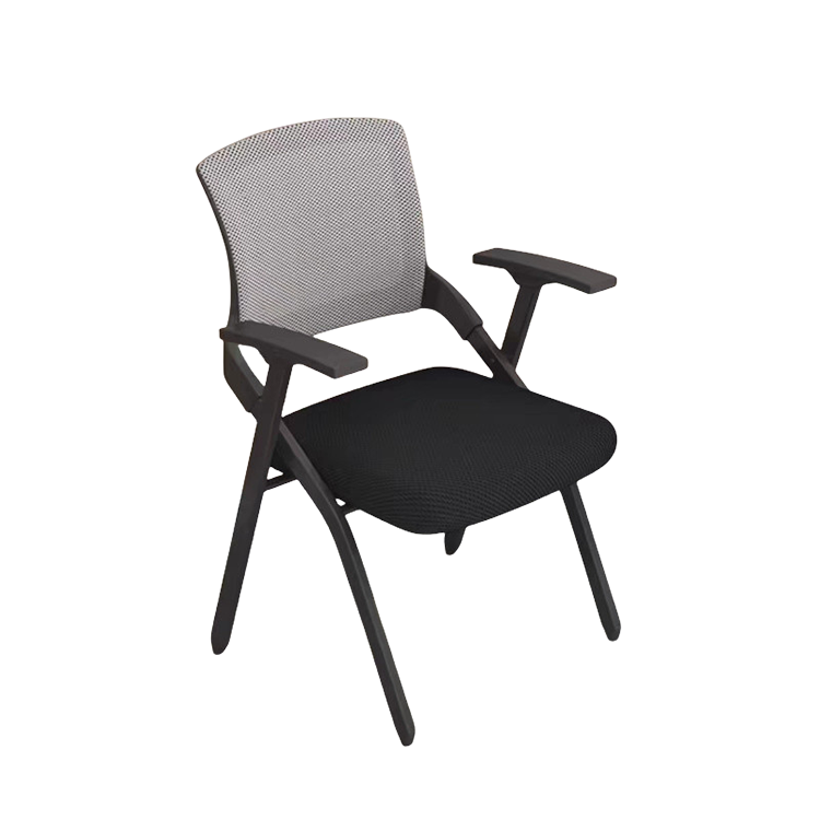 オフィスチェア 会議椅子 研修会 メモ台 折りたたみ スチールフレーム メッシュ生地 ブラック ブルー カスタマイズ可能 BGY-N042