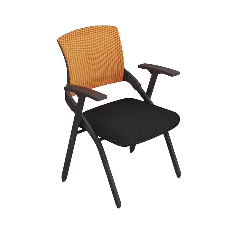 オフィスチェア 会議椅子 研修会 メモ台 折りたたみ スチールフレーム メッシュ生地 ブラック ブルー カスタマイズ可能 BGY-N042