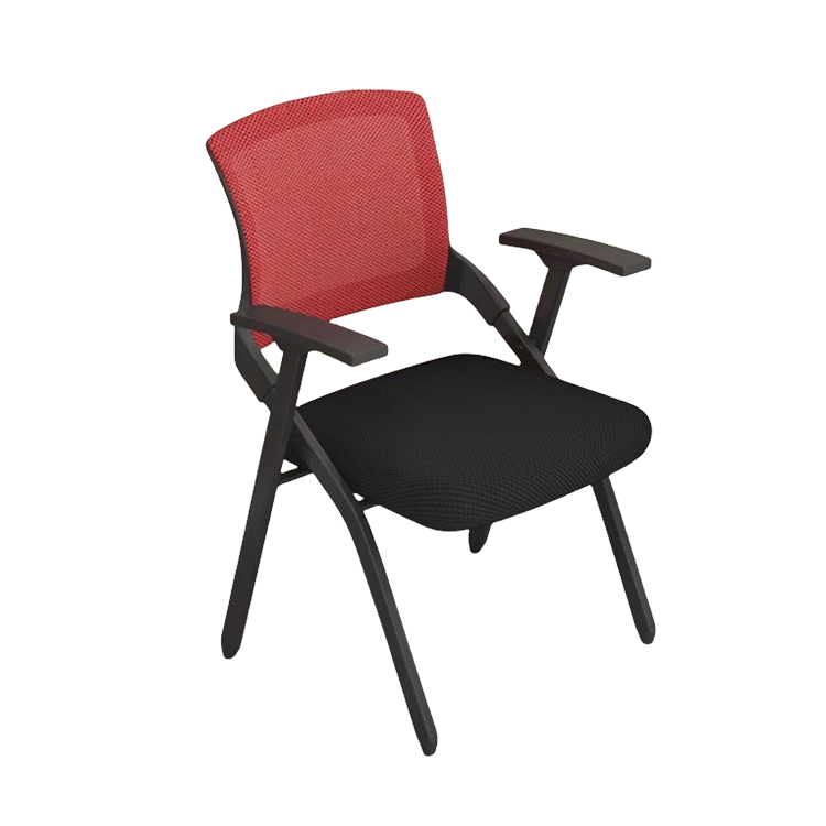 オフィスチェア 会議椅子 研修会 メモ台 折りたたみ スチールフレーム メッシュ生地 ブラック ブルー カスタマイズ可能 BGY-N042