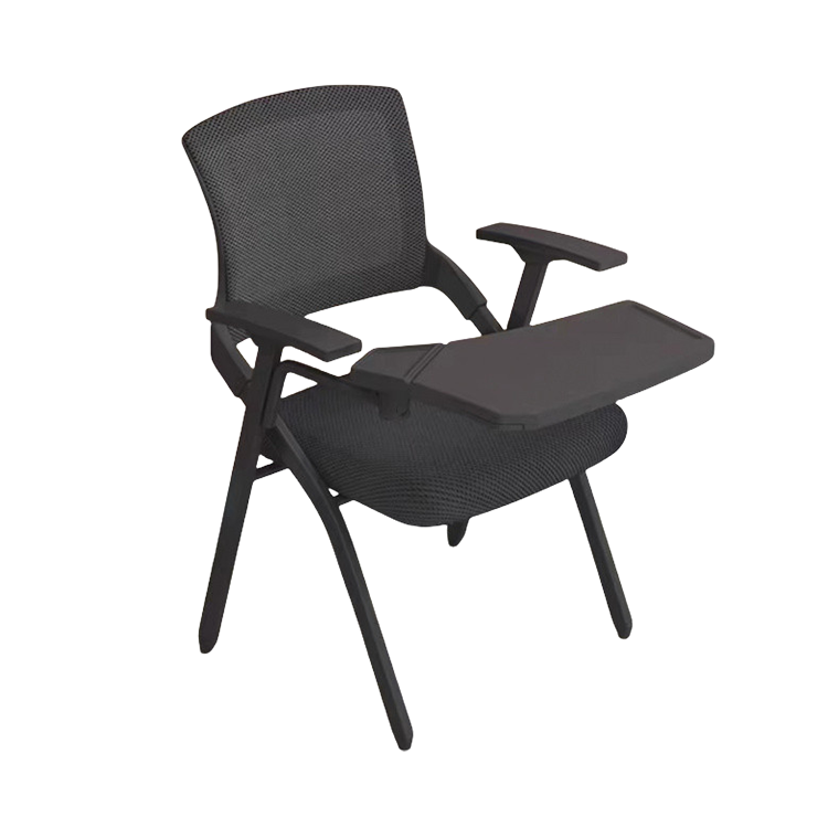 オフィスチェア 会議椅子 研修会 メモ台 折りたたみ スチールフレーム メッシュ生地 ブラック ブルー カスタマイズ可能 BGY-N042