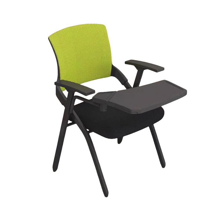 オフィスチェア 会議椅子 研修会 メモ台 折りたたみ スチールフレーム メッシュ生地 ブラック ブルー カスタマイズ可能 BGY-N042