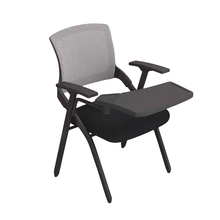 オフィスチェア 会議椅子 研修会 メモ台 折りたたみ スチールフレーム メッシュ生地 ブラック ブルー カスタマイズ可能 BGY-N042