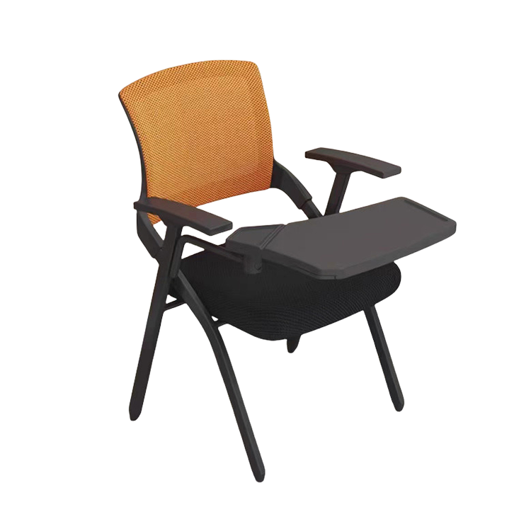 オフィスチェア 会議椅子 研修会 メモ台 折りたたみ スチールフレーム メッシュ生地 ブラック ブルー カスタマイズ可能 BGY-N042