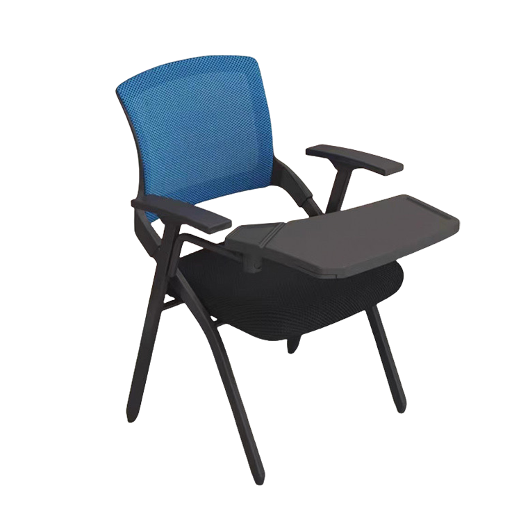 オフィスチェア 会議椅子 研修会 メモ台 折りたたみ スチールフレーム メッシュ生地 ブラック ブルー カスタマイズ可能 BGY-N042